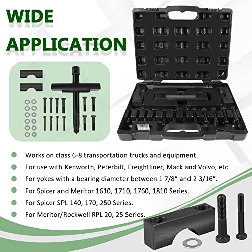 Bonbo Kit de extractor de yugo de servicio pesado alternativo 10803 Kit de herramientas para quitar yugo semircamión, uso para camiones comerciales, para Spicer & Meritor 1610 1710 1760 1810 Series