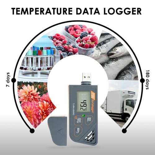 Registrador de datos de temperatura USB para temperatura humedad y presión atmosférica, IP65 impermeable registrador de temperatura con PDF y CSV informa alta precisión #88163