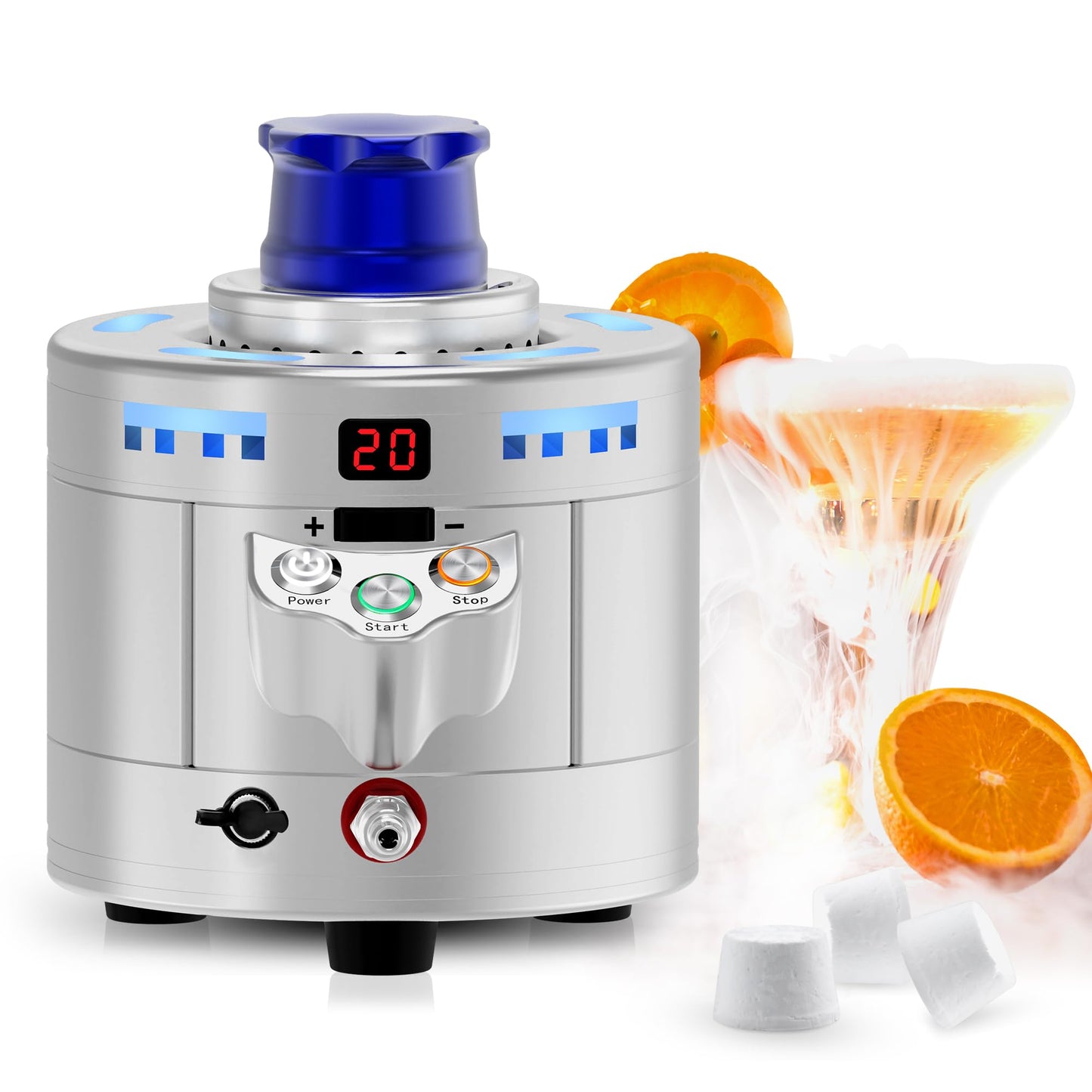 Máquina portátil para hacer hielo seco: Máquina de hielo seco de grado alimenticio con fabricación rápida de hielo seco de CO2 y enfriamiento instantáneo de vidrio, máquina de hielo seco para bares,