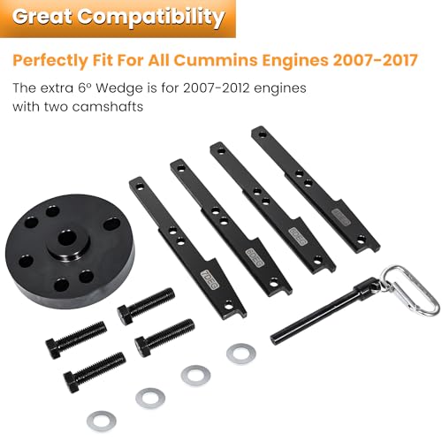 E-cowlboy 3163021 Kit de herramientas de sincronización de leva para todos los motores Cummins ISX QSX 2007-2017 con extractor de engranajes de leva, pasador de manivela y estuche de transporte,