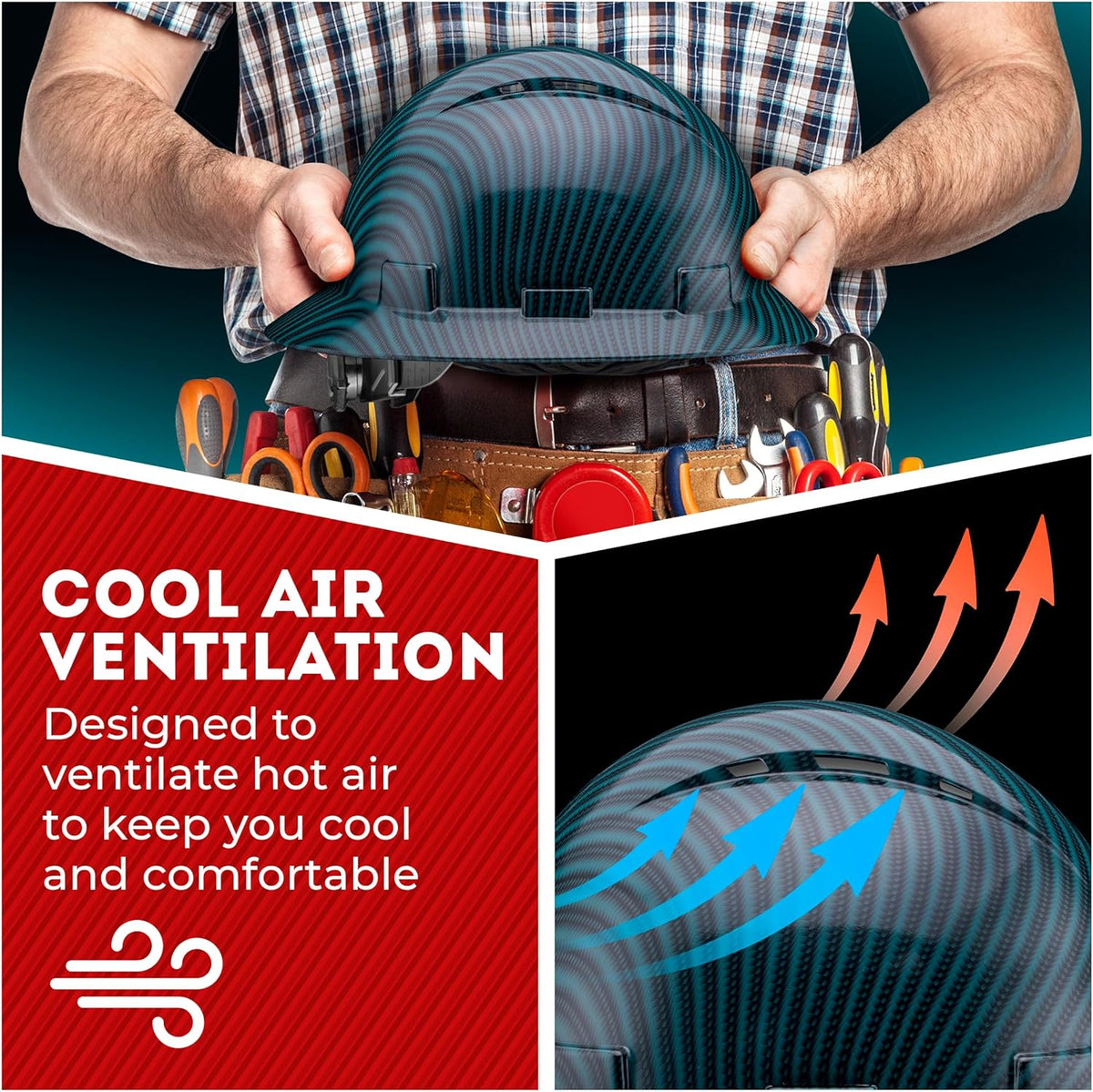 Acerpal Casco duro OSHA con diseño de fibra de carbono ventilada de ala completa con suspensión de 6 puntos (opciones 1)