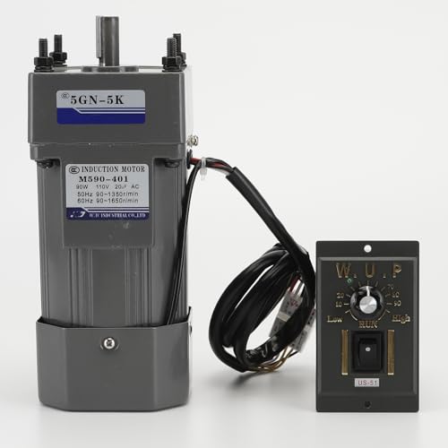 Motor de CA de 110 V + controlador de velocidad + caja de engranajes, motor eléctrico monofásico de 90 W con caja de cambios, motor de velocidad variable de 0-270 RPM, motor de engranajes reversible