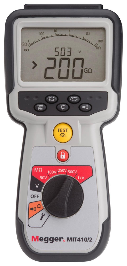 Megger Probador de aislamiento MIT410/2, CAT IV, PI y DAR