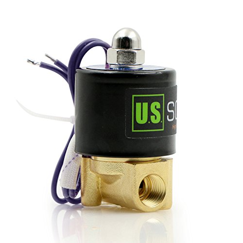NPT válvula solenoide eléctrica de metal de 1/4 pulgadas, 12VDC normalmente cerrada VITON (rosca de tubería estándar EE. UU.). Metal macizo, actuación directa, válvula solenoide de junta Viton por U.S. Solid.