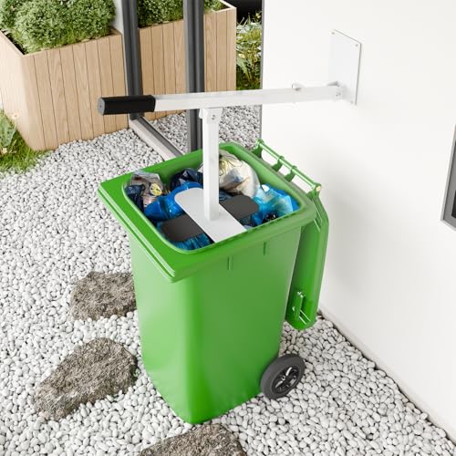 Compactador manual de basura, montado en la pared, compactador de basura en Wheelie, herramienta de compresor de basura de acero resistente para cocina, jardín, restaurante, color blanco