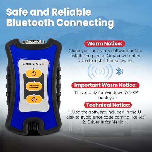 121052, USB Link 3 Edición inalámbrica con información de reparación y software de diagnóstico conexión Bluetooth, compatible con Nexi-q (funda de transporte incluida)