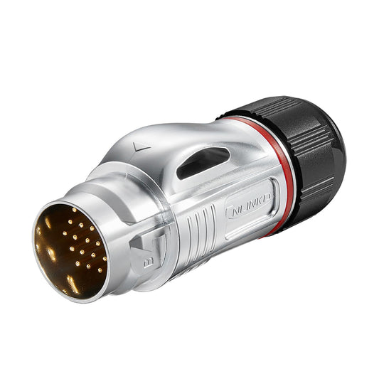 CNLINKO BD-24 Conectores impermeables industriales de 24 pines, conector circular IP68, carcasa antiinterferencias de metal duro, conector de aviación de enchufe rápido, enchufe de brida de montaje en