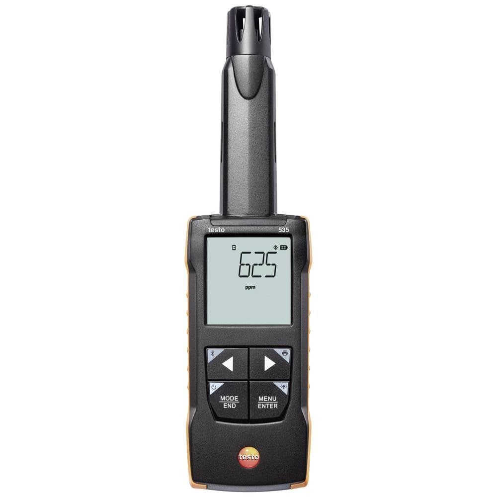 Testo 535 Detector digital de CO2 – Monitor de calidad del aire para mediciones precisas de dióxido de carbono de hasta 10000 ppm – Monitor de CO2 con alarmas audibles – Probador de calidad del aire