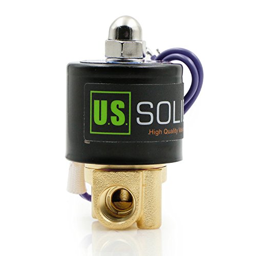 NPT válvula solenoide eléctrica de metal de 1/4 pulgadas, 12VDC normalmente cerrada VITON (rosca de tubería estándar EE. UU.). Metal macizo, actuación directa, válvula solenoide de junta Viton por U.S. Solid.