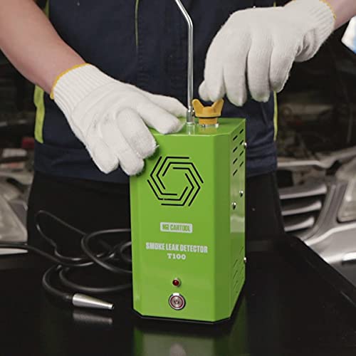 MR CARTOOL T100 Máquina de Humo Automotriz EVAP Detector de Fugas Tester Construido en la Bomba de Aire, Tubo de Vacío de Combustible Probador de Diagnóstico para Todos los Coches, Motos, Camiones Ligeros, Barcos, ATV, Motos de Nieves