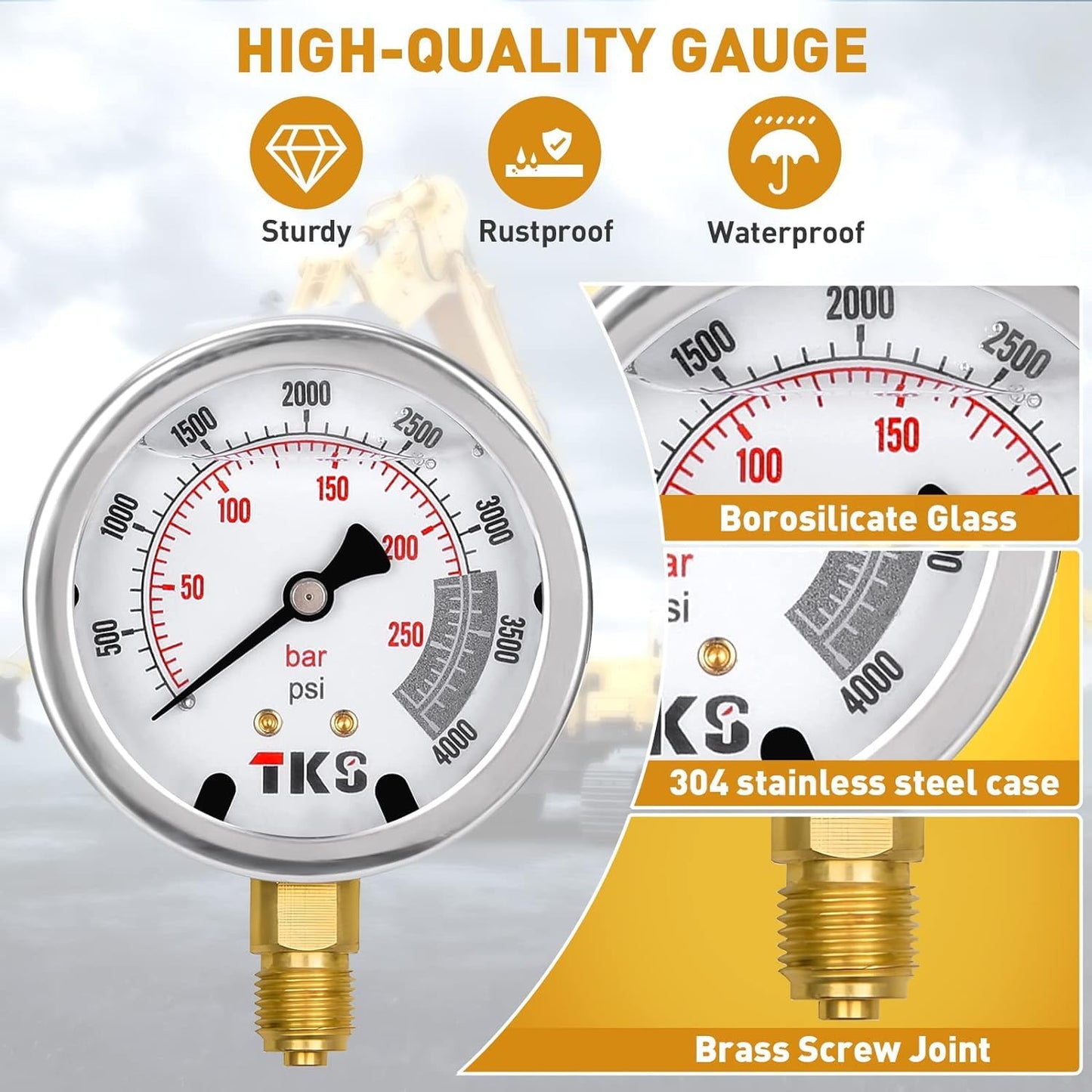 Kit de prueba de presión hidráulica, 600 bares/10000 psi/60 MPa, 5 calibradores, 13 acoplamientos de prueba, 14 conectores en T, 5 mangueras de prueba, kit de medidor de prueba hidráulica para