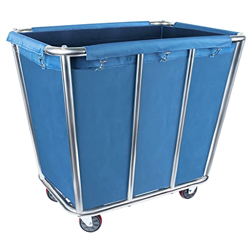 Carrito de lavandería comercial con ruedas de 4 pulgadas, cesta de lavandería grande, resistente, 10 arbustos (350 l), cesta grande industrial con bolsa de forro extraíble, capacidad de peso de 260 libras