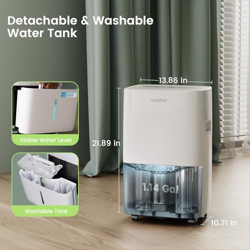 Waykar 80 Pints Energy Star Dehumidifier for Spaces up to 5,000 Sq. Ft at Home, in Basements and Large Rooms with Drain Hose and 1.14 Gallons Water Tank (JD025CE-80)