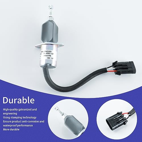 3931570 Solenoide de apagado de combustible con kits de soporte SA-4981-12 5016244AA para motor Cummins 5.9L 6CT compatible con camioneta Dodge Ram 2500 3500 Base 5.9L L6 1994-1998 12VDC