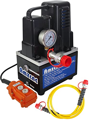 AMZCNC Bomba hidráulica eléctrica de 2 etapas de acción única 110 V 10 K psi (10000 psi)