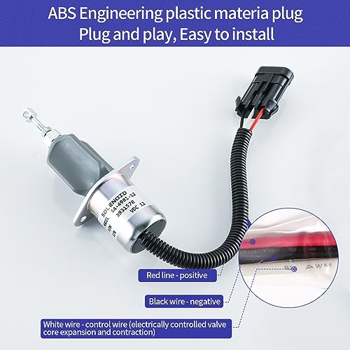 3931570 Solenoide de apagado de combustible con kits de soporte SA-4981-12 5016244AA para motor Cummins 5.9L 6CT compatible con camioneta Dodge Ram 2500 3500 Base 5.9L L6 1994-1998 12VDC