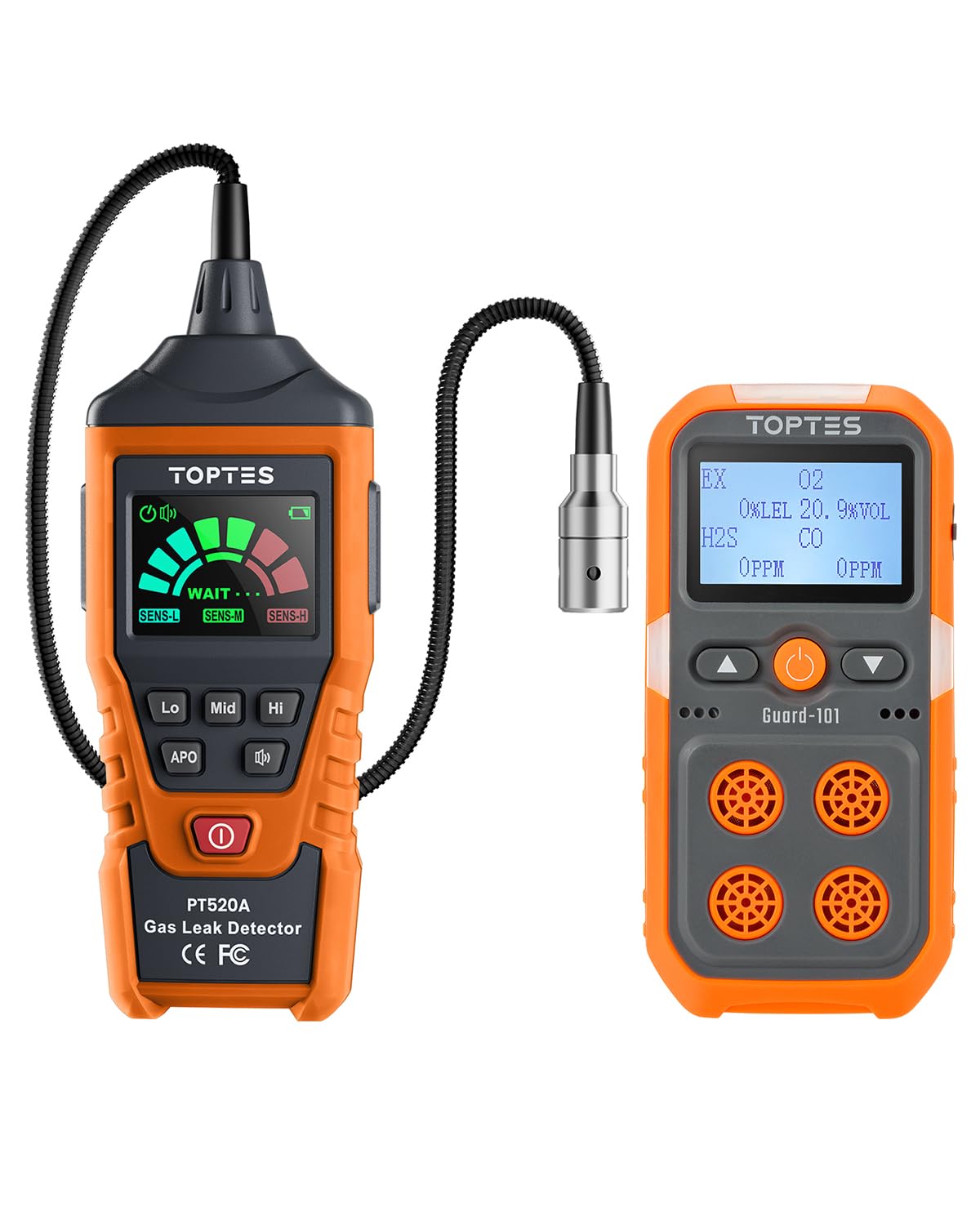 Detector de gas PT520A y monitor de 4 gases Guard-101, detecta eficazmente gas combustible, CO, H2S y O2, garantiza la seguridad, ideal para el trabajo y el monitoreo de gas en el hogar