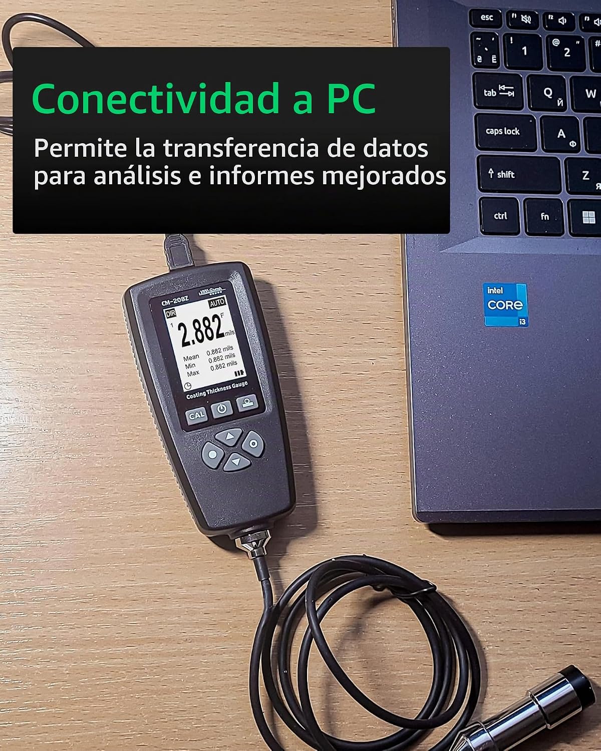 Medidor industrial profesional de la pintura del indicador CM-208Z del grueso de la capa con la sonda externa