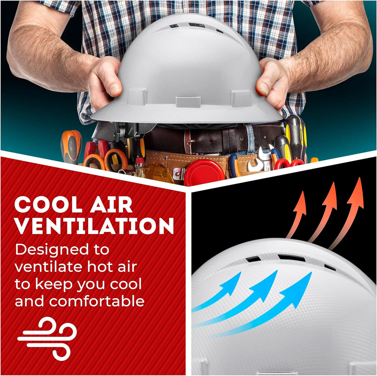 Acerpal Casco duro OSHA con diseño de fibra de carbono ventilada de ala completa con suspensión de 6 puntos (opciones 1)