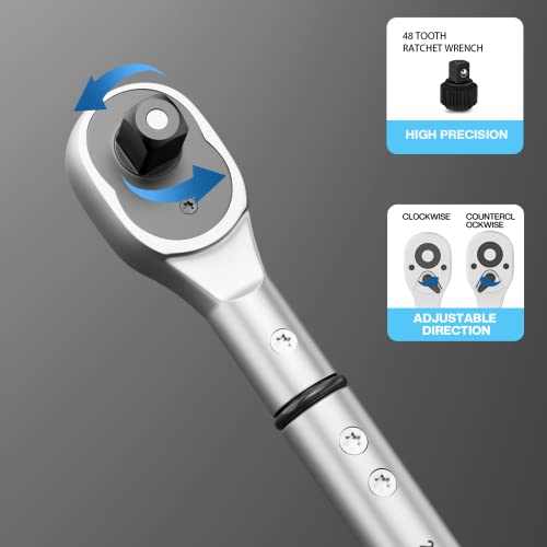 Leolee Llave dinamométrica 3/4, (100-800ft-lbs/135-1084NM), 47.24 pulgadas (47.2 in), llave dinamométrica ajustable con ±3% de precisión y rosca LH/RH, herramientas mecánicas de precisión para