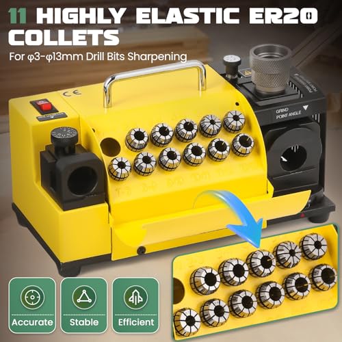 Huanyu MR-13B High-precision Drill Bit Grinder Portable Drill Bit Sharpener Re-sharpener Angle Grinding Machine, Grinding Range: ф3-ф13 (110V, CBN (for HSS))
