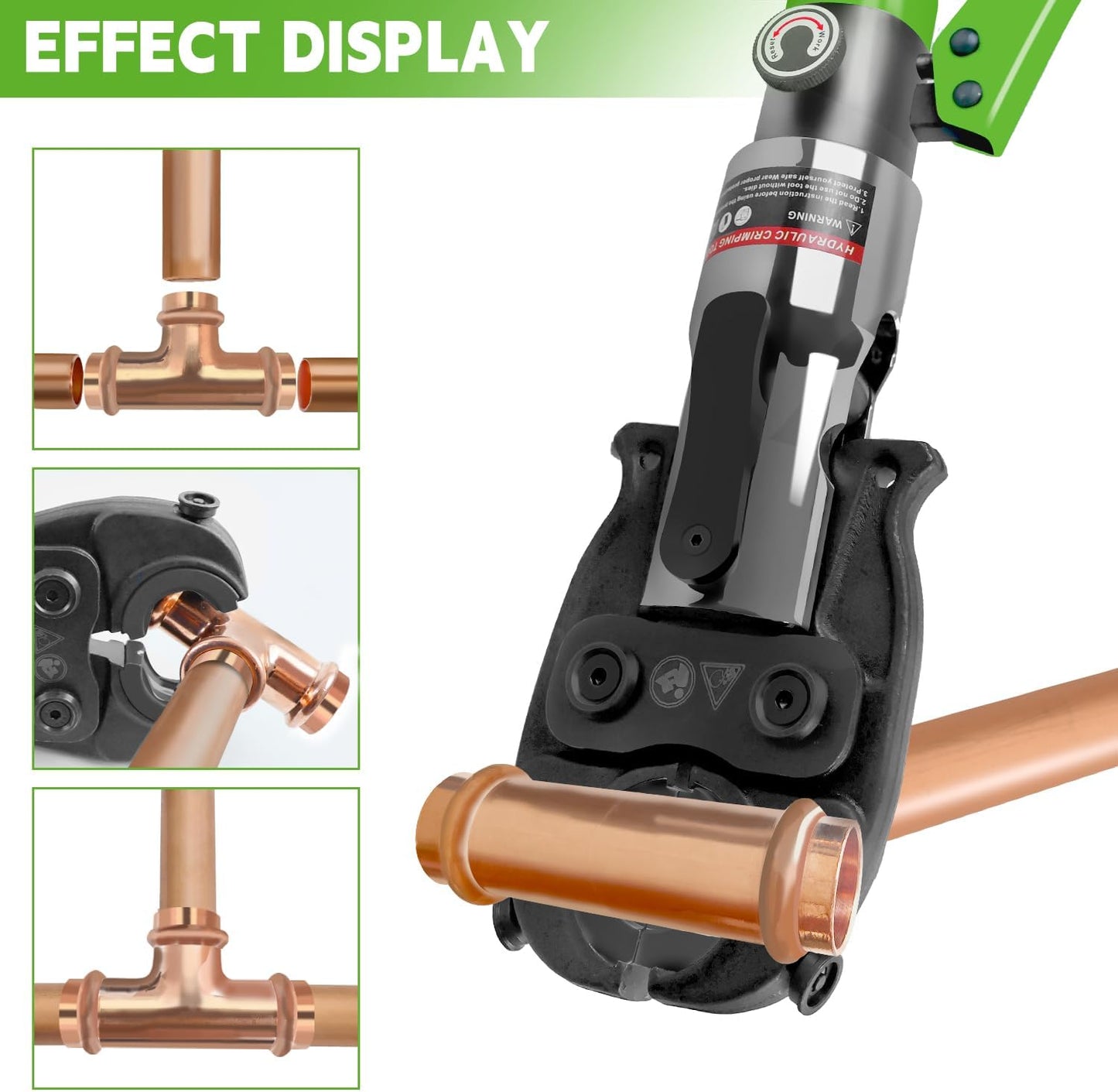 AMZCNC ProPress Tool - Accesorios de tubo de cobre hidráulica para prensar tubos de cobre con mordazas de 1/2 pulgadas, 3/4 pulgadas y 1 pulgada, pinzas de prensado de tubos de cobre, adecuado para