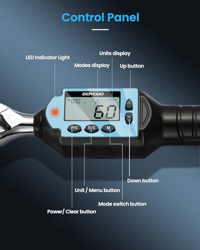 GOYOJO 2024 - Llave dinamométrica digital de 3/8 pulgadas, alta precisión, multiaplicación, ideal para automoción, motocicleta, bicicleta, bricolaje y reparación del hogar, duradera, precisa, fácil de