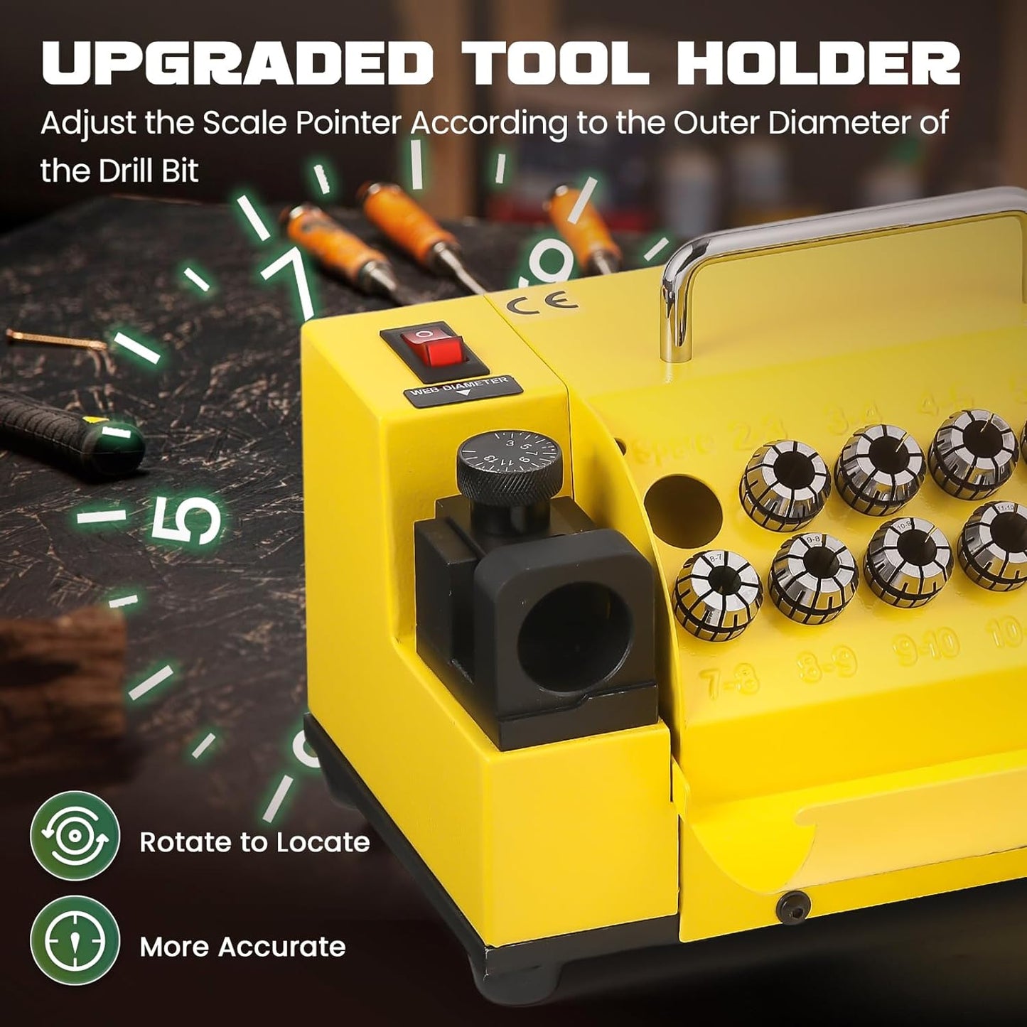 Huanyu MR-13B High-precision Drill Bit Grinder Portable Drill Bit Sharpener Re-sharpener Angle Grinding Machine, Grinding Range: ф3-ф13 (110V, CBN (for HSS))