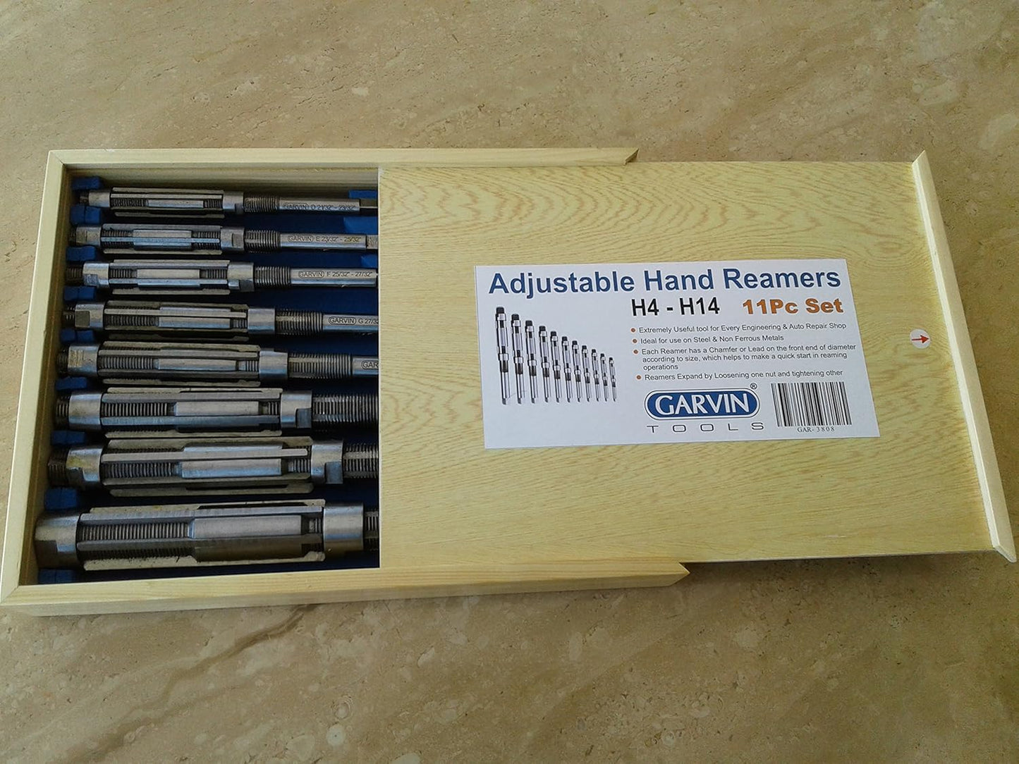 CME - Juego de escariador de mano ajustable de 11 piezas, acero de alta velocidad M2, 15/32"-17/32" a 1 11/32"-1 1/2", flauta recta