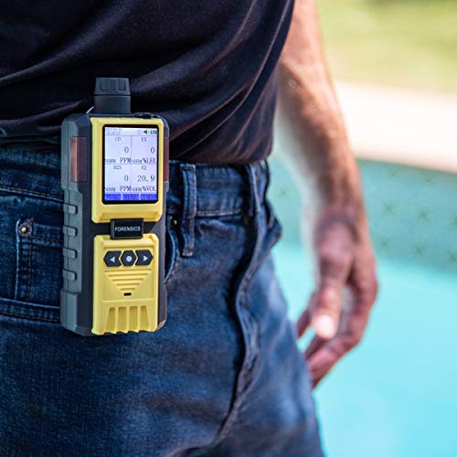 4 monitores de gas de Forensics | medidor de gas múltiple de bomba integrada | O2, CO, H2S, LEL | visualización a color y gráficos | calibración NIST de Estados Unidos FD-600-4GAS
