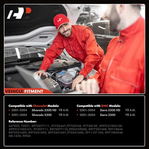 A-Premium Kit completo de turbocompresor turbo, con actuador y junta de desagüe, compatible con Chevy Silverado 2500 HD, Silverado 3500 y GMC Sierra 2500 HD, Sierra 3500, 01-04, 6.5L, Reemplaza # 12530339