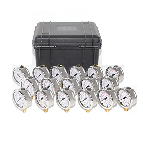 XZT Kit de manómetro analógico de presión hidráulica 17N, conjunto de manómetros de presión, manguera de prueba, con entrada de base NPT