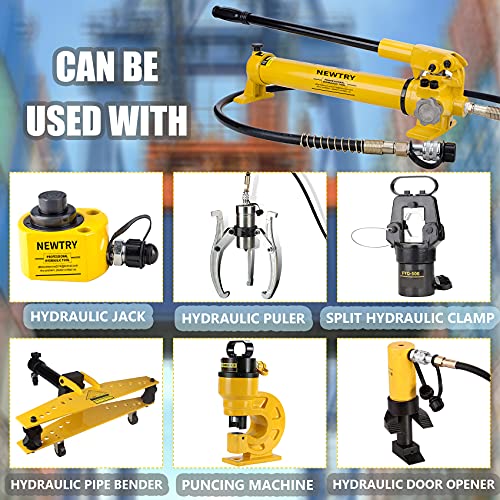NEWTRY Gato hidráulico Ram Jack de perfil bajo de 50 toneladas + bomba de mano Stoke de 0.630 in (0.63 pulgadas) Mini cilindro hidráulico portátil industrial súper delgado Jack de elevación (gato