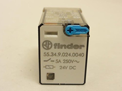 55.34.9.024.0040 Bobina de 24 VCC, 4 PDT, 7 AMP, contacto Agni, INDUCTIVO, botón de prueba bloqueable, indicador MECH, relé enchufable