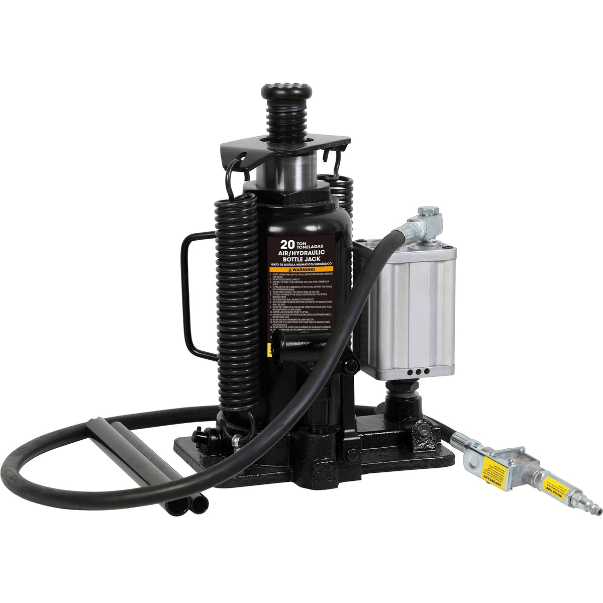 Torin ATA92006B - Gato de Botella hidráulica de Aire neumático de 20 toneladas (40 Libras) de Capacidad con Bomba Manual para Camiones, Color Negro