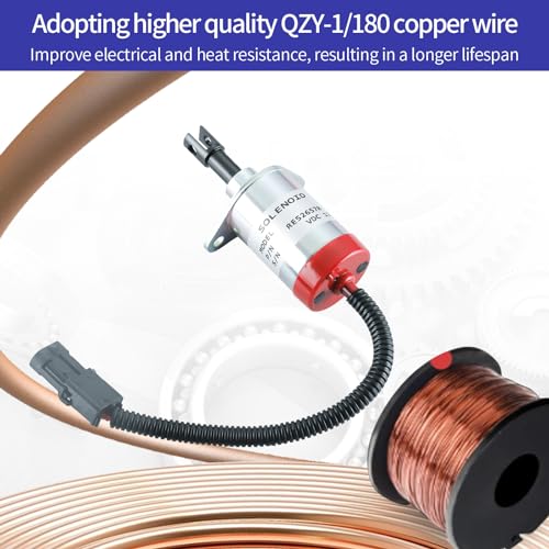 12VDC RE526570 - Solenoide de apagado de combustible para John Deere 4120 4320 4520 4720 5225 5325 313 315 317 320 325 328 332 John Deere Engine 2.4L 2.4 444444TF TF TF270 4024 3.0L 3.0