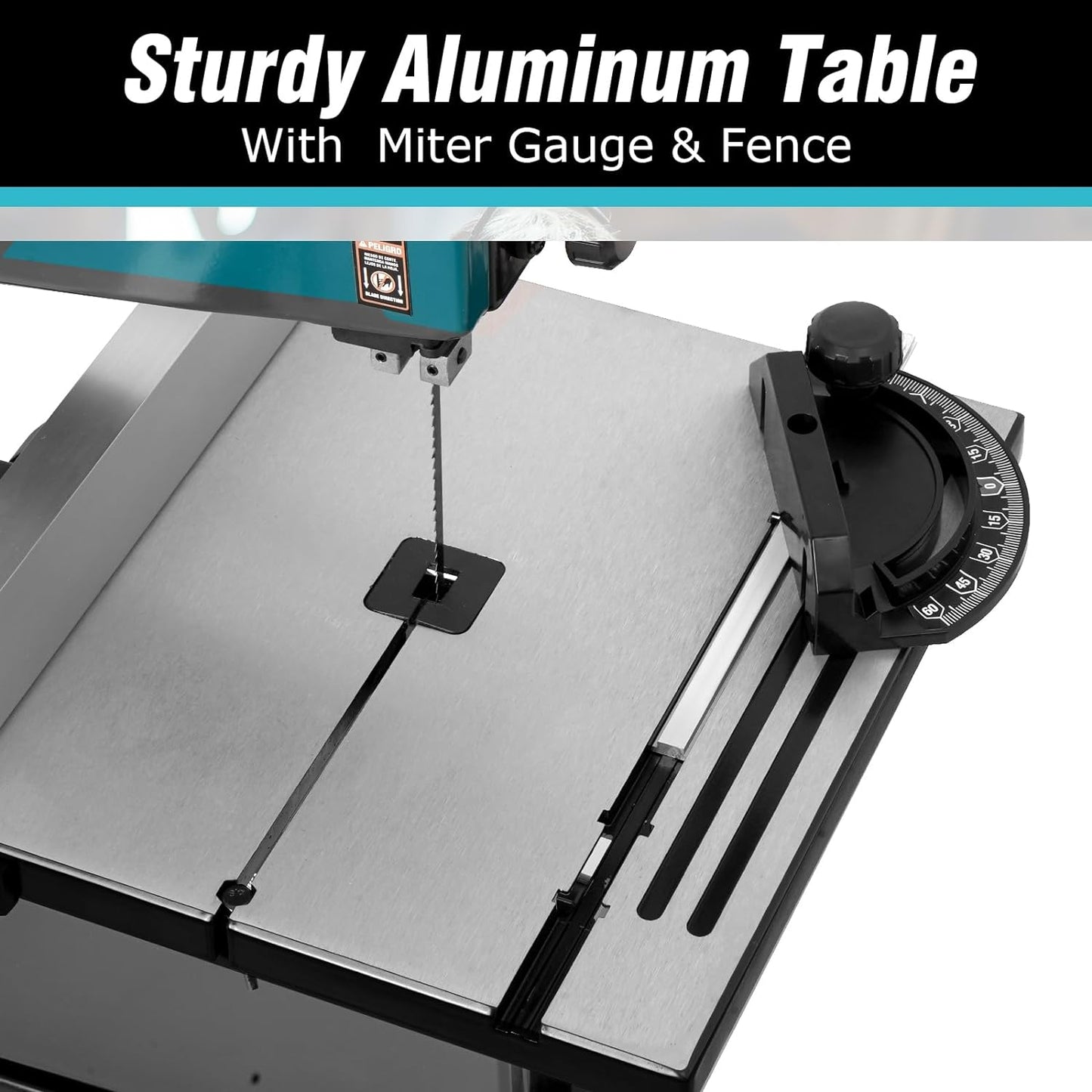 Sierra de cinta de banco LeuMuas 3A de 9 pulgadas con luz de trabajo, motor de inducción de bajo ruido de 2500FPM y 1720RPM, base de acero, mesa de aluminio fundido, sistema de calibre de inglete