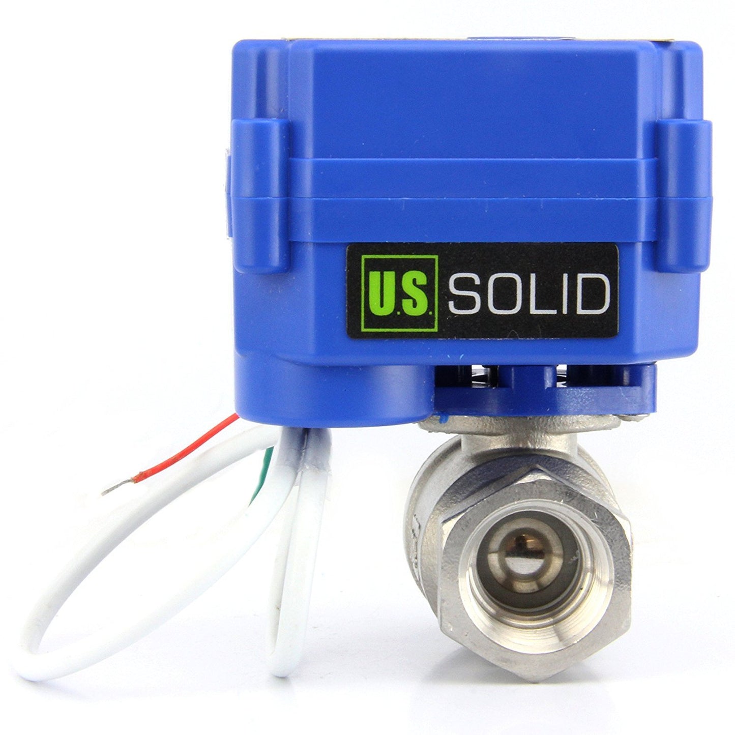 EE.UU. Válvula de bola motorizada sólida de 1/4 pulgadas, válvula de bola eléctrica de acero inoxidable de 110 V CA, configuración de retorno automático de 2 cables, normalmente cerrada