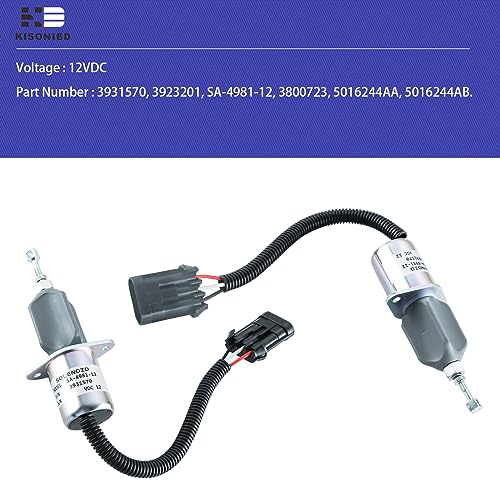3931570 Solenoide de apagado de combustible con kits de soporte SA-4981-12 5016244AA para motor Cummins 5.9L 6CT compatible con camioneta Dodge Ram 2500 3500 Base 5.9L L6 1994-1998 12VDC