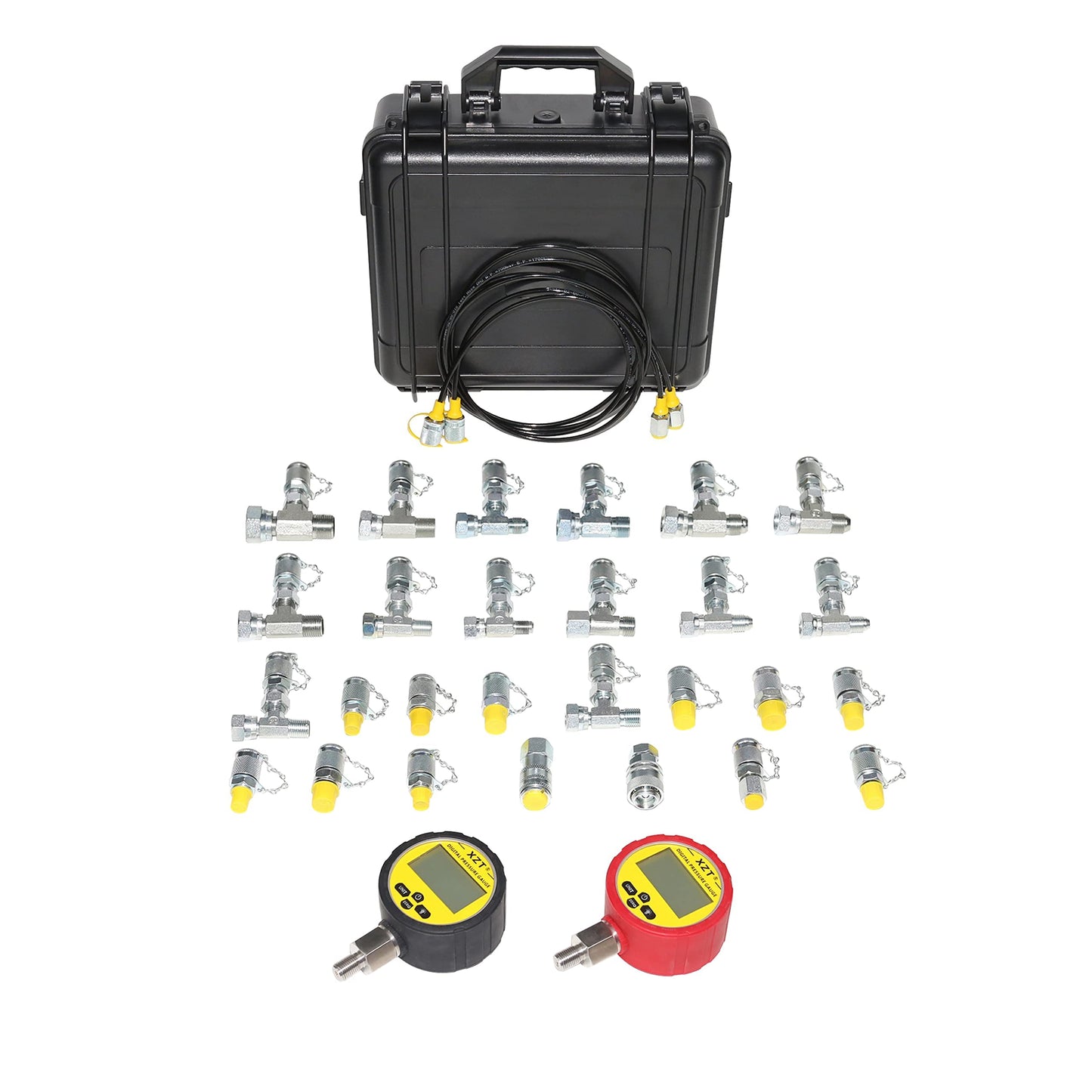 XZT Kit de acoplamiento de prueba de presión hidráulica digital de 70 K, medidor de presión, manguera de prueba, punto de prueba para reparación de maquinaria de construcción de excavadoras