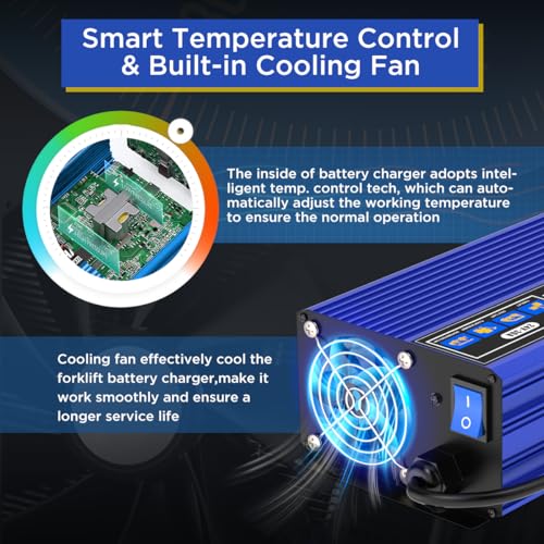 Cargador de batería para carretilla elevadora de 24 V 30 A, cargador de batería inteligente para carrito de golf, cargador eléctrico completamente automático, cargador de palé eléctrico y carretilla