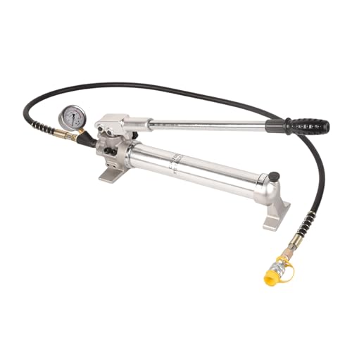LFGUD Bomba de mano hidráulica de 900 cc 10000 Psi Bomba de elevación hidráulica manual de acción única CP-700 libras Bomba de elevación hidráulica con medidor de presión