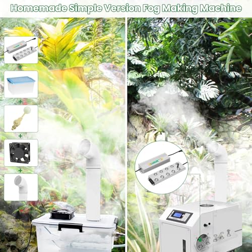 Máquina ultrasónica de niebla de 10 cabezales, añade cabezales atomizadores de repuesto, 350 W a prueba de agua, humidificador ultrasónico de niebla con flotador, para preservación de