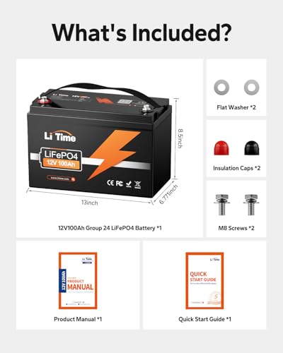 LiTime AP-100 - Batería de ciclo profundo LiFePO4 del grupo 31 de 12V 100Ah para RV