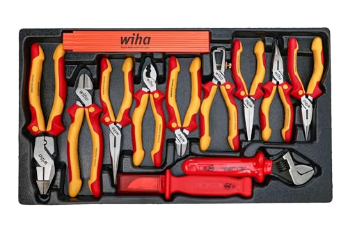 Wiha 32800, juego de herramientas aisladas con desarmadores, llaves para tuercas, pinzas, cortadoras, cuchillos y dados en bolsa de herramientas desplegable, 80 unidades