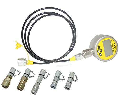 XZT EX-C 10000psi Kit de acoplamiento de prueba de presión hidráulica digital, herramientas de reparación para maquinaria de construcción de excavadoras europeas japonesas (10000PSI/700BAR)
