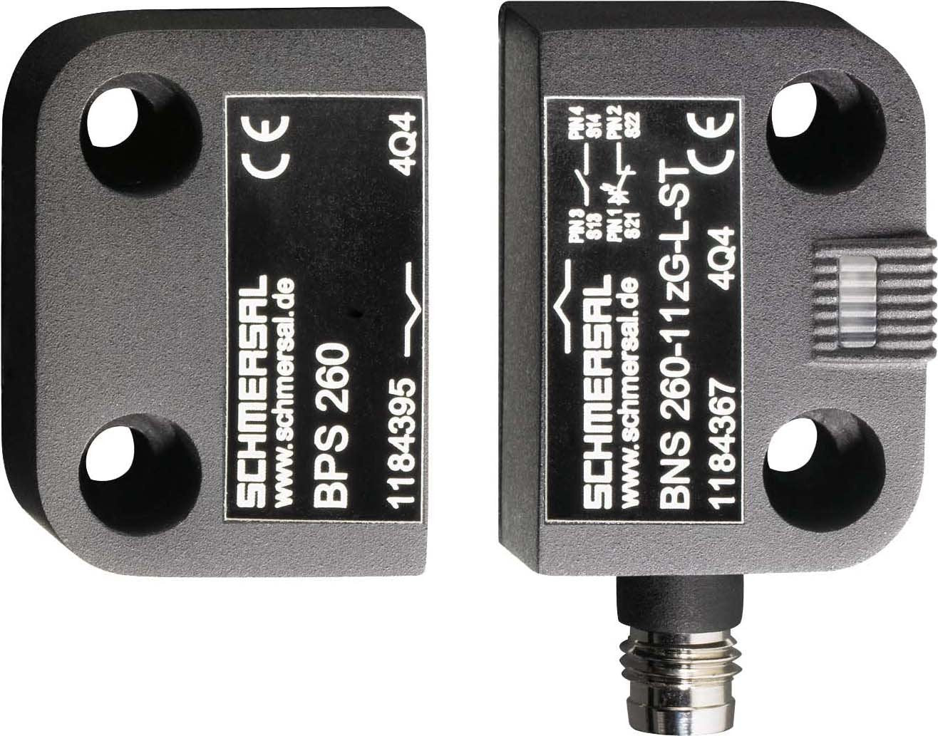 BNS260-11Z-ST-R, Sensor de imán codificado 1No 1Nc M8 Conector de 4 polos Bisagra derecha
