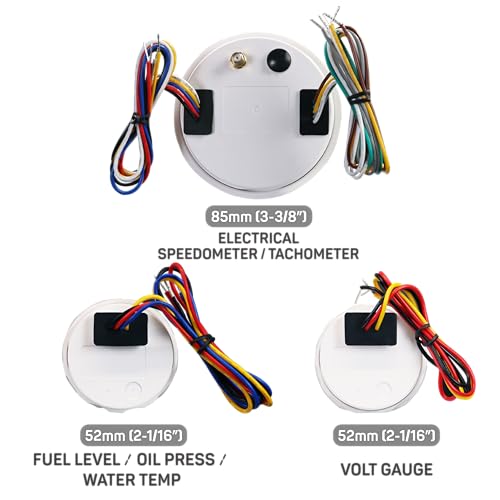 Juego de instrumentos marinos de calibre 5, luz indicadora blanca, 3-3/8 pulgadas, velocímetro GPS, tacómetro de 120 MPH, tacómetro de 8000 rpm, 2-1/16 pulgadas, medidor de combustible,