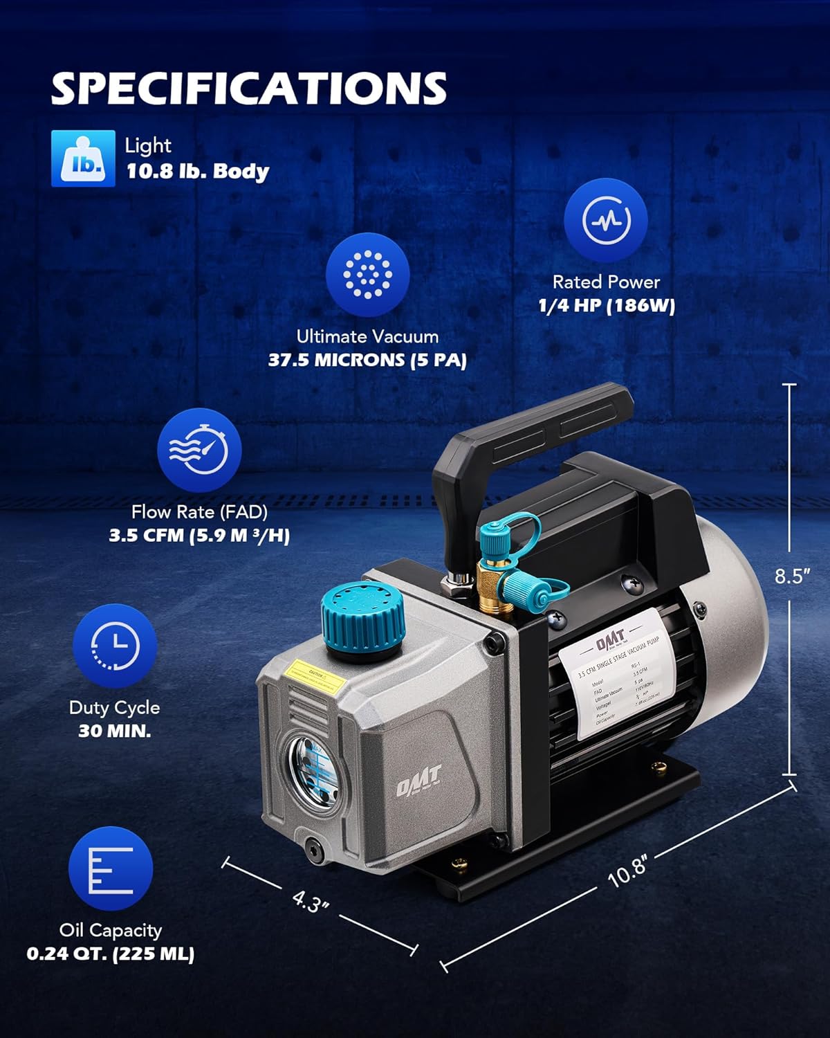 Orion Motor Tech Cámara de vacío de 3 galones con kit de bomba, bomba de vacío de 3.5 cfm y kit de cámara con tapa de vidrio templado manguera de 5 pies, kit de cámara de desgasificación al vacío para