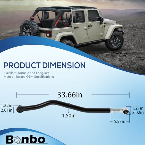 Bonbo 170107-408800 - Barra de guía ajustable para suspensión delantera de 0 a 6 pulgadas, kit de elevación para Jeep Wrangler JK JKU 2007-2018